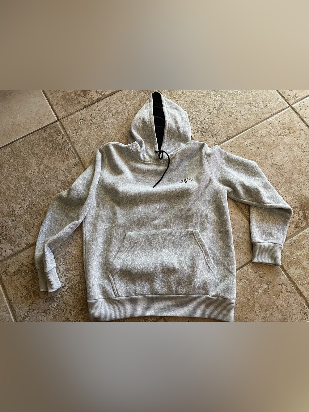 Hurley Light Gray Hooded Pullover with Black Drawstring